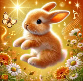a orange rabbit hopping