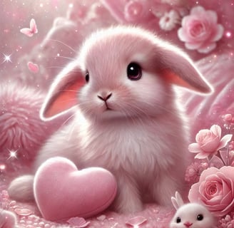 a pink rabbit with pink heart