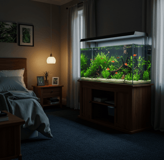 Acuario en el dormitorio