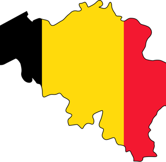Country map of Belgium with the flag colours