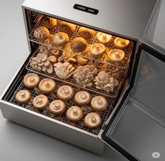 Horno Deshidratador  con setas dentro 