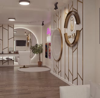 Diseño de tienda de uñas por Kastros, vista lateral