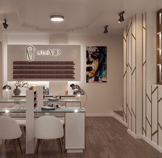 Diseño de tienda de uñas por Kastros, vista central