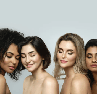 a group of women with different skin tones and hair