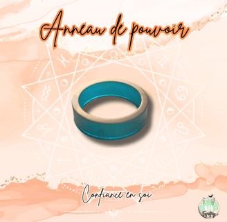 une bague bleu turquoise et dorée en résine epoxy