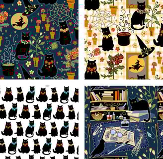 While the Witch is Away Halloween Surface Pattern Designs