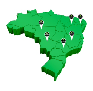 Mapa do brasil com alfinetes representando os estados que atuamos