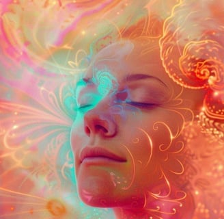 a woman with her eyes closed and her eyes closed