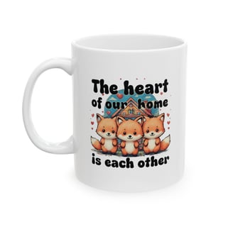 a mug mug mug with a picture of two foxes