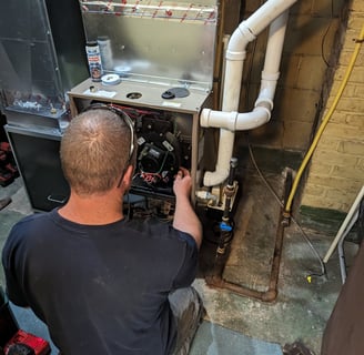 Furnace repair at a house in Columbus, WI.