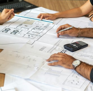 house designer calculating home quantities