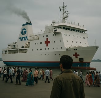 Tata hospital ship providing mobile healthcare in India during crisis.