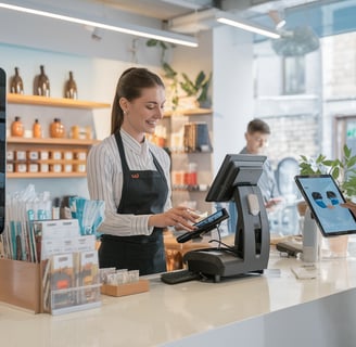 A modern small business integrating AI in its daily operations.