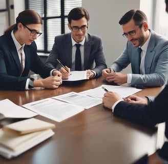 A road sign reading 'Hollywood' hangs from a metal traffic light pole against the backdrop of a building with numerous square-pane windows. The building features the words 'Senior Services Inc.' prominently in blue lettering. A portion of green foliage is visible at the bottom, suggesting some trees or shrubs nearby. The sky is clear and blue, indicating a sunny day.