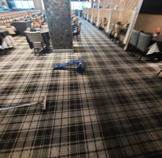 dirty restaurant carpet showing before and after cleaning treatment