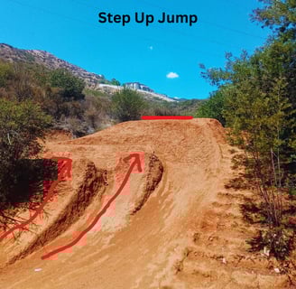 Step-up jump with a lower takeoff and elevated landing built from dirt