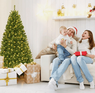 Sapin de Noël Artificiel 180 cm Arbre de Fête 1000 Branches Pré éclairé 350 LED