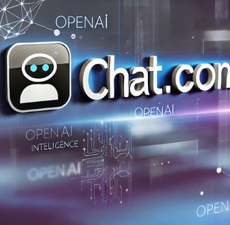 Chat.com logo with OpenAI branding, symbolizing the acquisition of Chat.com by OpenAI to enhance AI accessibility and trust