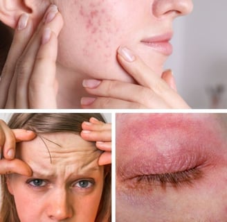 a woman with acne skin and a woman with acne