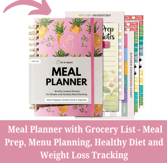 Life & Apples Meal Planner with Grocery List - Meal Prep, Menu Planning, Healthy Diet and Weight Los