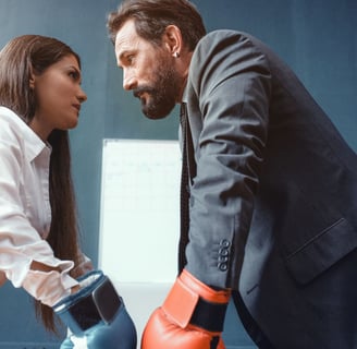 Woman and Man Staring at one another