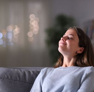 woman breathing deeply