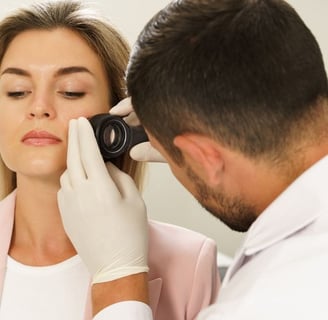 woman with a dermatologist