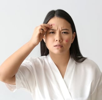 woman with pimple