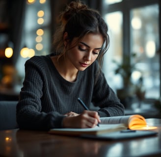 woman writing in her journal