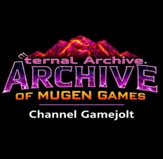 volcanic glass style logo for ''Eternal Archive of MUGEN Games'' with subtitle ''Channel on Gamejolt''