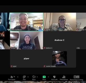 Screenshot of Zoom meeting Rattle Researchers talking snakes