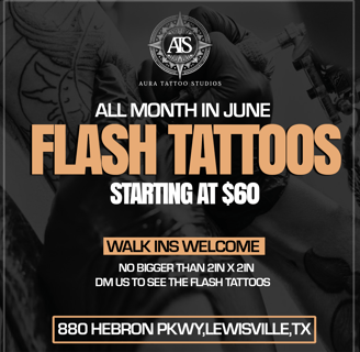 a flyer for a flash tattoo shop