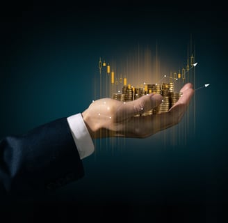 a person holding a stack of coins in their hands