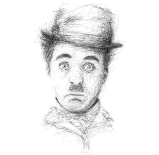 Charlie chaplin scribble art portrait by renzoful