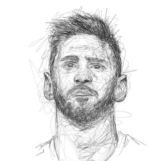 Lionel Messi scribble art portrait by renzoful