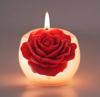 A collection of artisan candles with dried flowers and herbs embedded in the wax is arranged on a wooden surface. The candles vary in size, with some in glass containers. The dried flowers include lavender and rose petals, adding a rustic and handmade aesthetic. Soft lighting enhances the warm and cozy atmosphere.