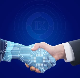 Digital-human handshake symbolizing tailored AI security solutions for diverse industries