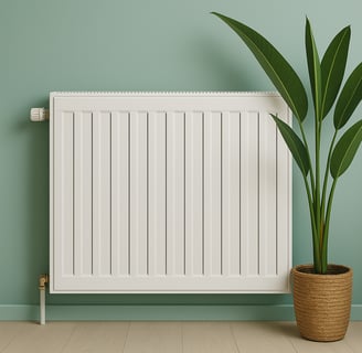 Lotus Cold Plasma Heizkörper montiert im Wohnraum – effiziente Wärmelösung mit innovativer Technologie