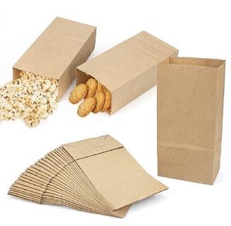 a variety of food items including a bag of popcorn