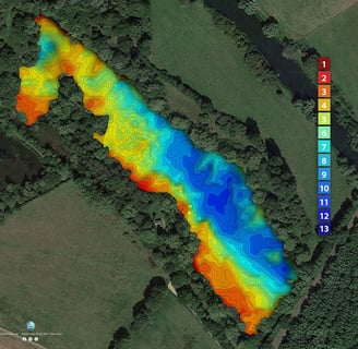 A finished complete fishery depth map with scale
