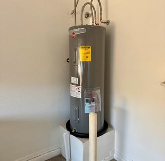 New water heater with drywall repairs