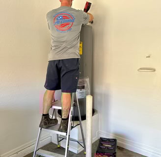 Water heater being replaced in a home
