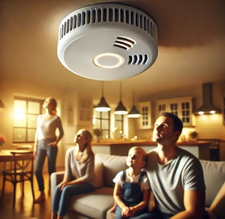 A family in their home safely protected by a well maintained smoke alarm