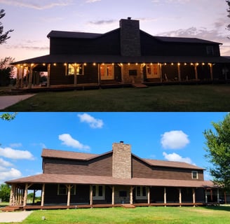 a house with a large porch and a large house with a porch