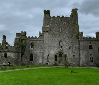 a castle like structure with a large stone building