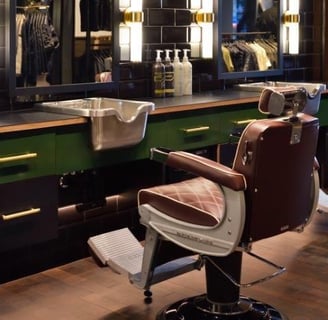 Distintic approach to barber shop retail, Steele Barber + Spa - Seattle