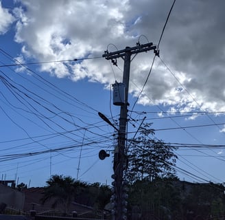 My local power supply post ... the street lighting is of course free and can be switched on and off