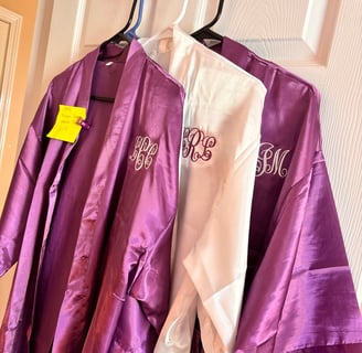 Bridal satin robes with monogram