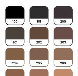 a color palette of different shades of brown, blue, and green