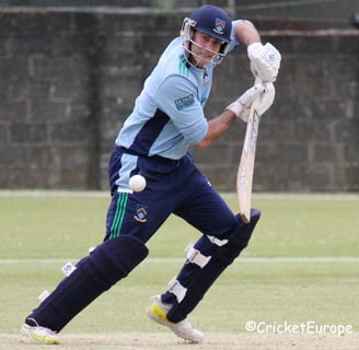 Marc Ellison batting against Woodvale, June 2023, courtesy of CricketEurope